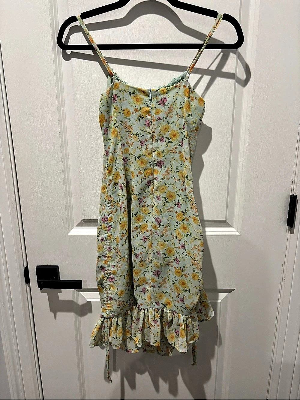 Forever 21 Floral Ruffle Mini Dress in Green & Yellow Size Small Like 